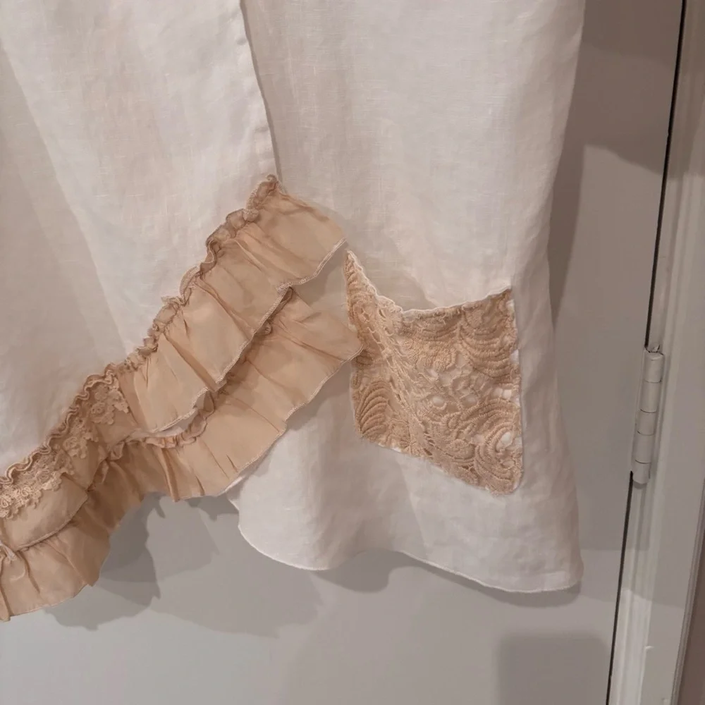 4 Love And Liberty Johnny Was Linen Crochet Embroidered Wrap Style Top Size M - Picture 7 of 16